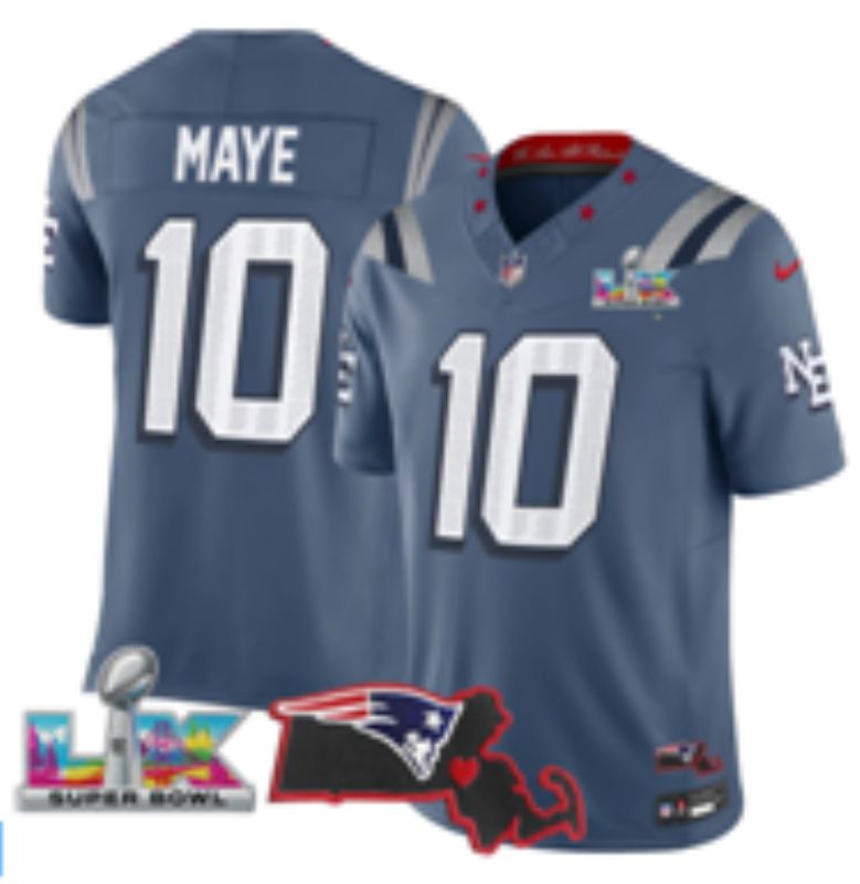 Men 2026 New England Patriots #10 Maye Blue Super Bowl Nike Limited NFL Jersey style 03->new england patriots->NFL Jersey